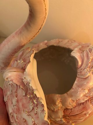 Contenitore a forma di cigno in porcellana