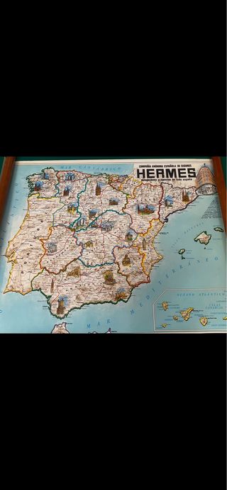 Mapa antiguo España Hermes años 70