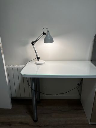 Tavolo da studio a 2 posti con cristallo e cassetti