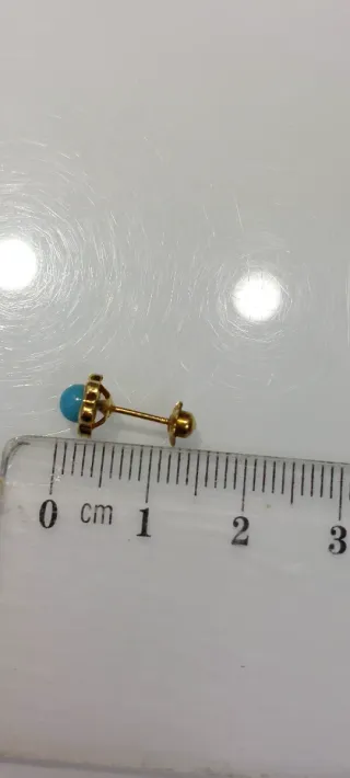 Pendientes bebé/niño flor oro y turquesa