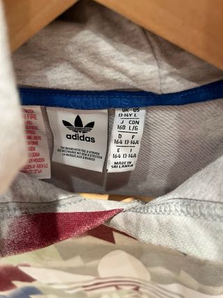 Sudadera Adidas Mujer Gris colores Talla 13/14 año