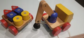 Juguete de madera tren bloques construcción