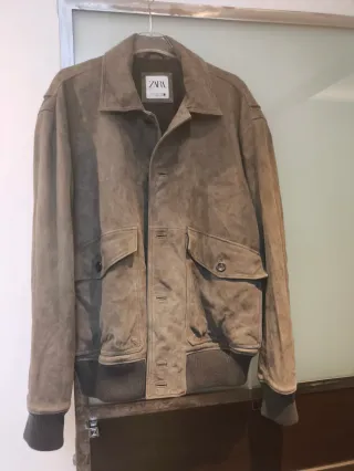 Chaqueta Zara Piel gris Talla M