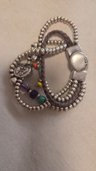 Pulsera UNO de 50 Plata y Piedras Moradas