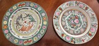 Pareja platos porcelana china dragones