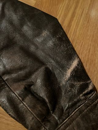 Cazadora Cuero Vintage Talla 52 Marrón Oversize