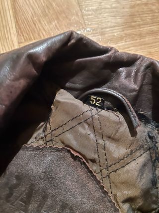 Cazadora Cuero Vintage Talla 52 Marrón Oversize