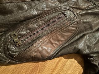 Cazadora Cuero Vintage Talla 52 Marrón Oversize