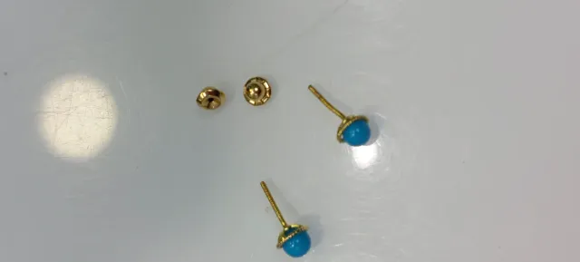Pendientes Oro 18k Bebé Turquesa