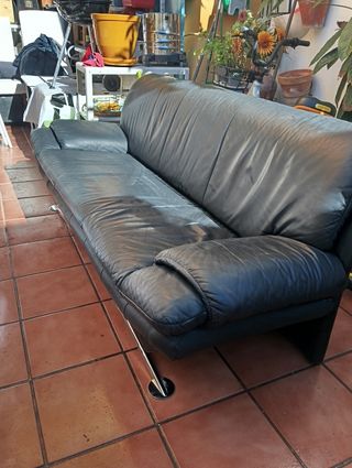 Sofá de 3 plazas en piel negro