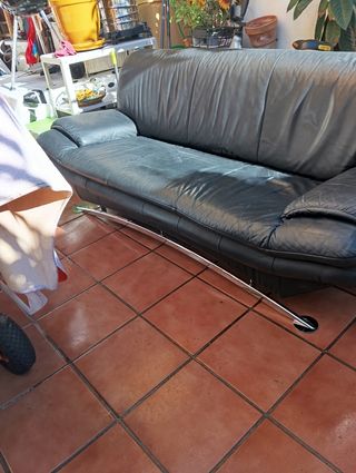 Sofá de 3 plazas en piel negro