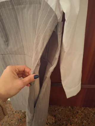 Vestido Camisa Stradivarius Gris y Blanco Talla L