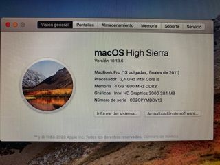MacBook Pro 13 2011 Plata