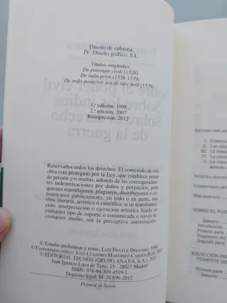 Sobre el poder civil / Sobre los indios / Sobre el