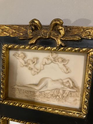 Espejo Antiguo Imperio Dorado y Negro