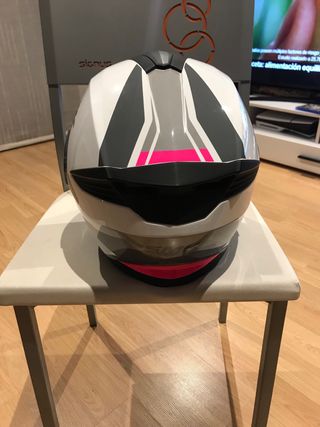 Casco SMK Gullwing Negro/Blanco/Rosa y chaquta