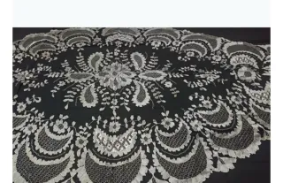 Mantilla bordada plata sobre tul negro