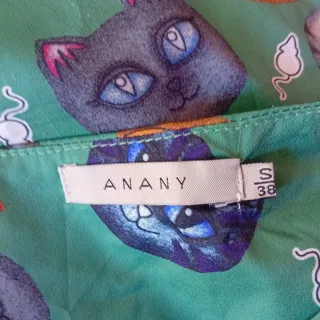 Vestido ANANY estampado gatos verde