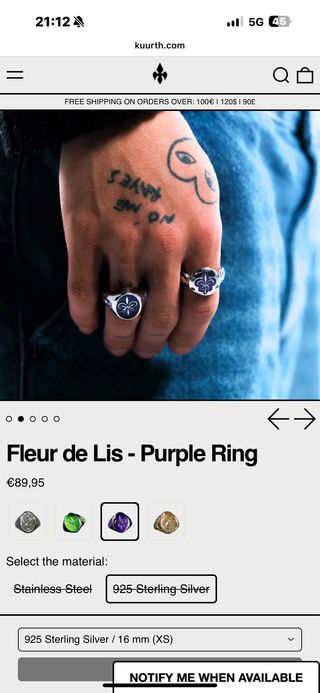 Anillo Kuurth Fleur de Lis Morado