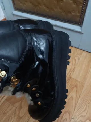 Botines mujer negros y blancos cuero genuino