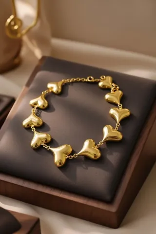 Pulsera Corazones Dorados