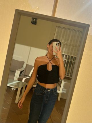 Top Zara negro halter