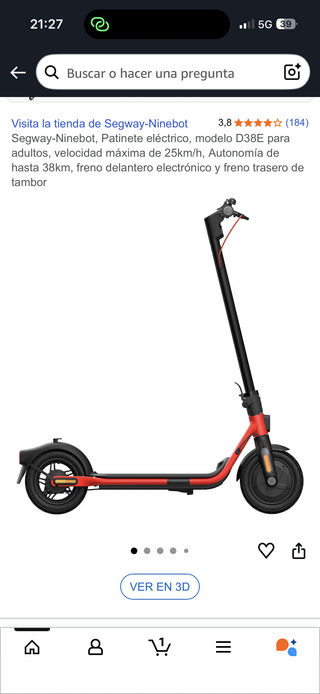 Patinete eléctrico Segway-Ninebot D38E