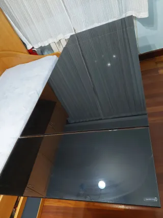 Mesa comedor cristal templado negro extensible