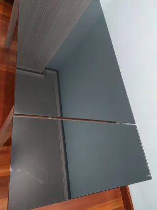 Mesa comedor cristal templado negro extensible