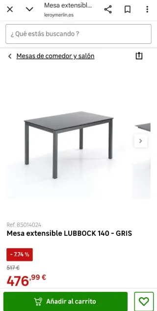 Mesa comedor cristal templado negro extensible