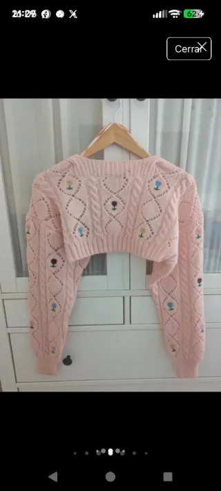 Conjunto Zara punto rosa bordado talla S/M