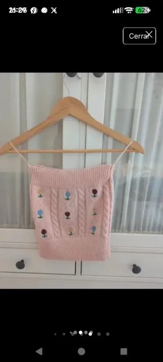 Conjunto Zara punto rosa bordado talla S/M