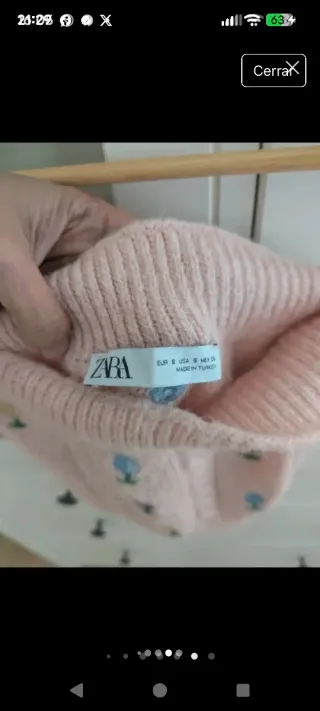 Conjunto Zara punto rosa bordado talla S/M