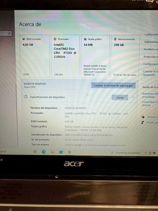 Portátil ACER Intel Core 2 Duo