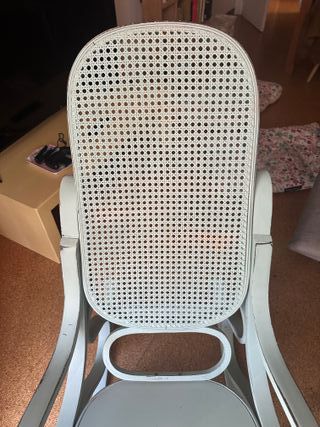 Silla Mecedora Vintage Rattan y Madera