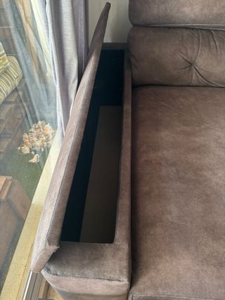 Sofá Chaiselongue Tela Marrón/Gris