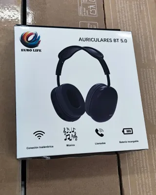 Auriculares Bluetooth 5.0 EURO LIFE Negros (nuevo)