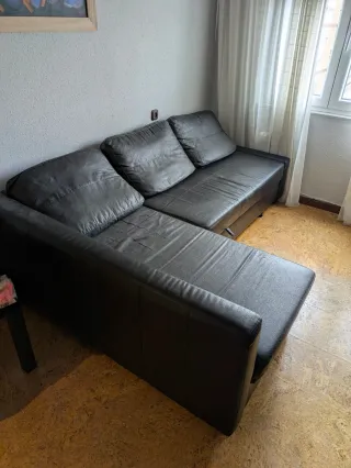 Sofá Chaiselongue Negro Piel Sintética