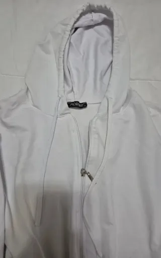 Sudadera Blanca Corta Cremallera Capucha