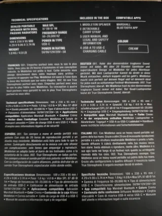 Marshall Middleton Cream Novo Sin Abrir