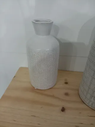 Juego de 3 jarrones blancos de cerámica