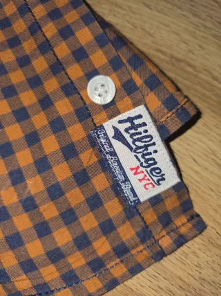 Camisa cuadros naranja y azul tommy hilfiger