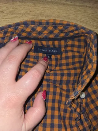 Camisa cuadros naranja y azul tommy hilfiger