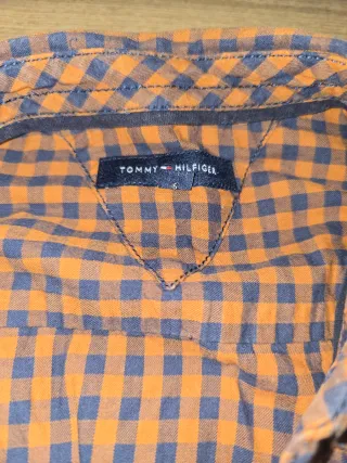 Camisa cuadros naranja y azul tommy hilfiger