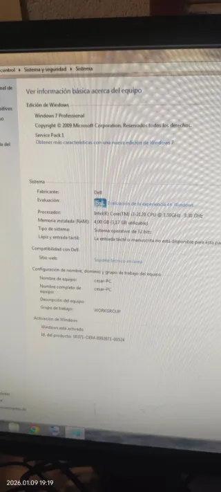 Ordenador Dell, Monitor, Teclado y Ratón