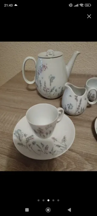 Juego de café antiguo floral