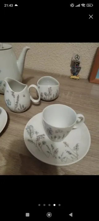 Juego de café antiguo floral