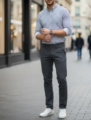 Camisa Celio Slim Fit Estampado Floral Azul