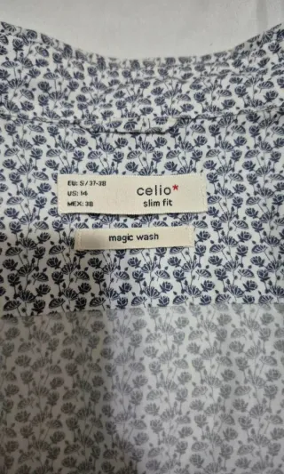 Camisa Celio Slim Fit Estampado Floral Azul