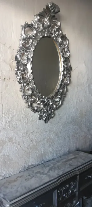 Mesa de tocador vintage plateada